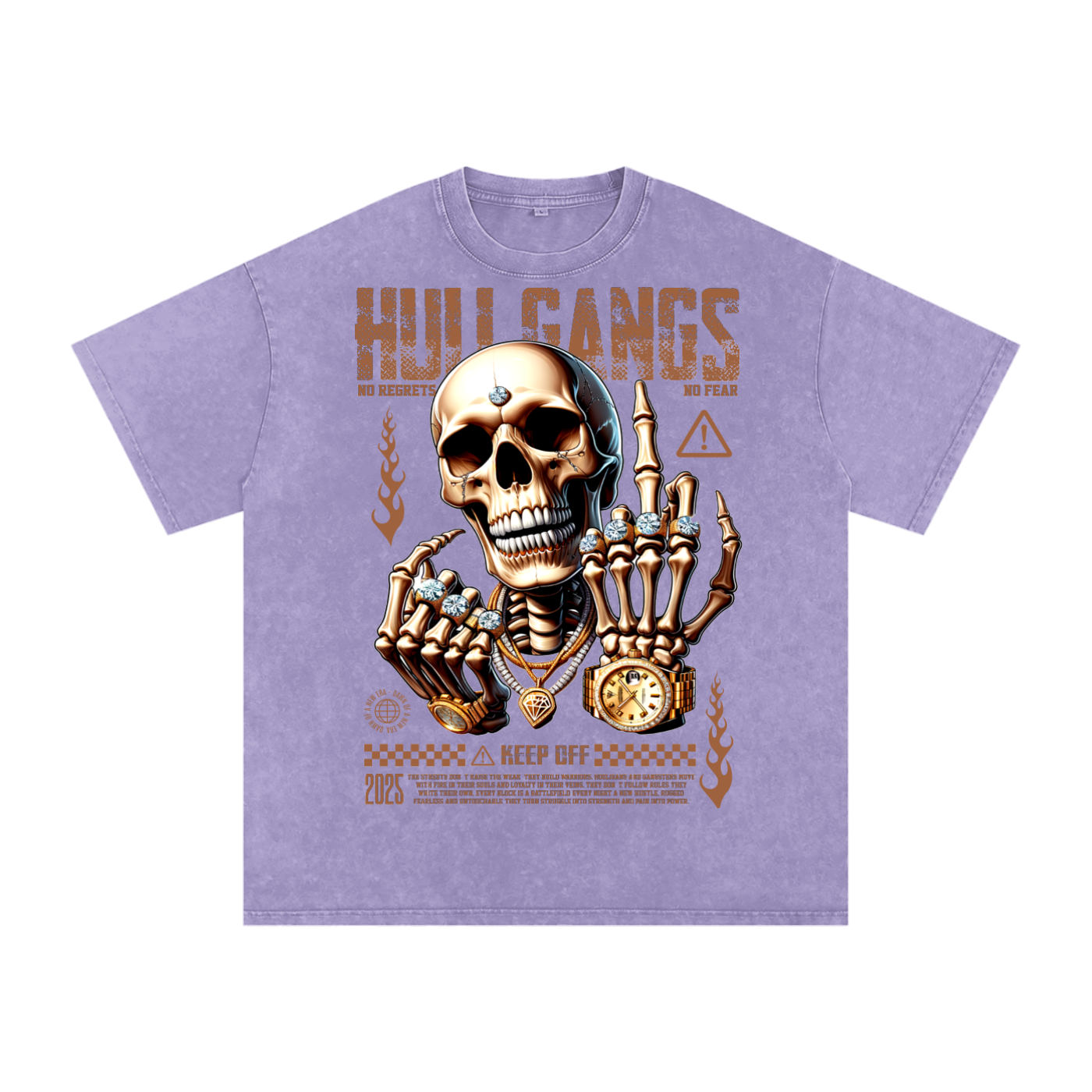 HULI SKULLY SNOW WASHED OVERSIZED COTTON T-SHIRT