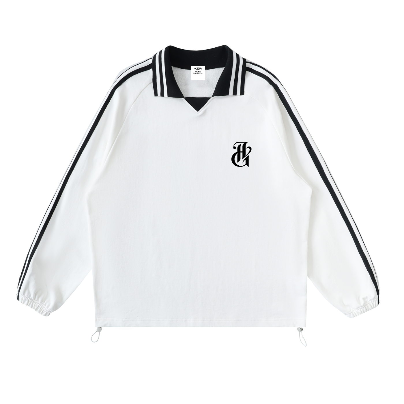 HERITAGE DRIPPED STRIPED LAPEL COLLAR SWEATSHIRT