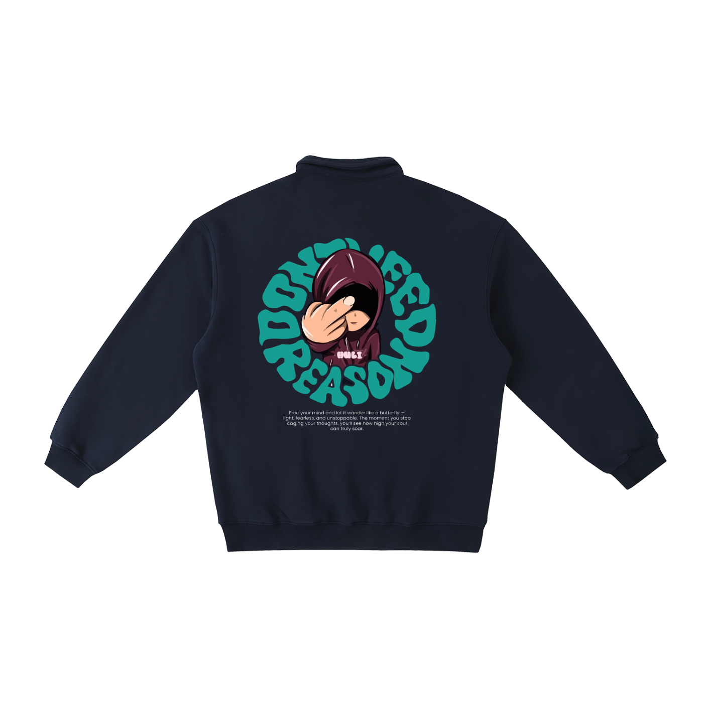 DON&#39;T NEED REASON HEAVYWEIGHT POLO-COLLAR SWEATSHIRT