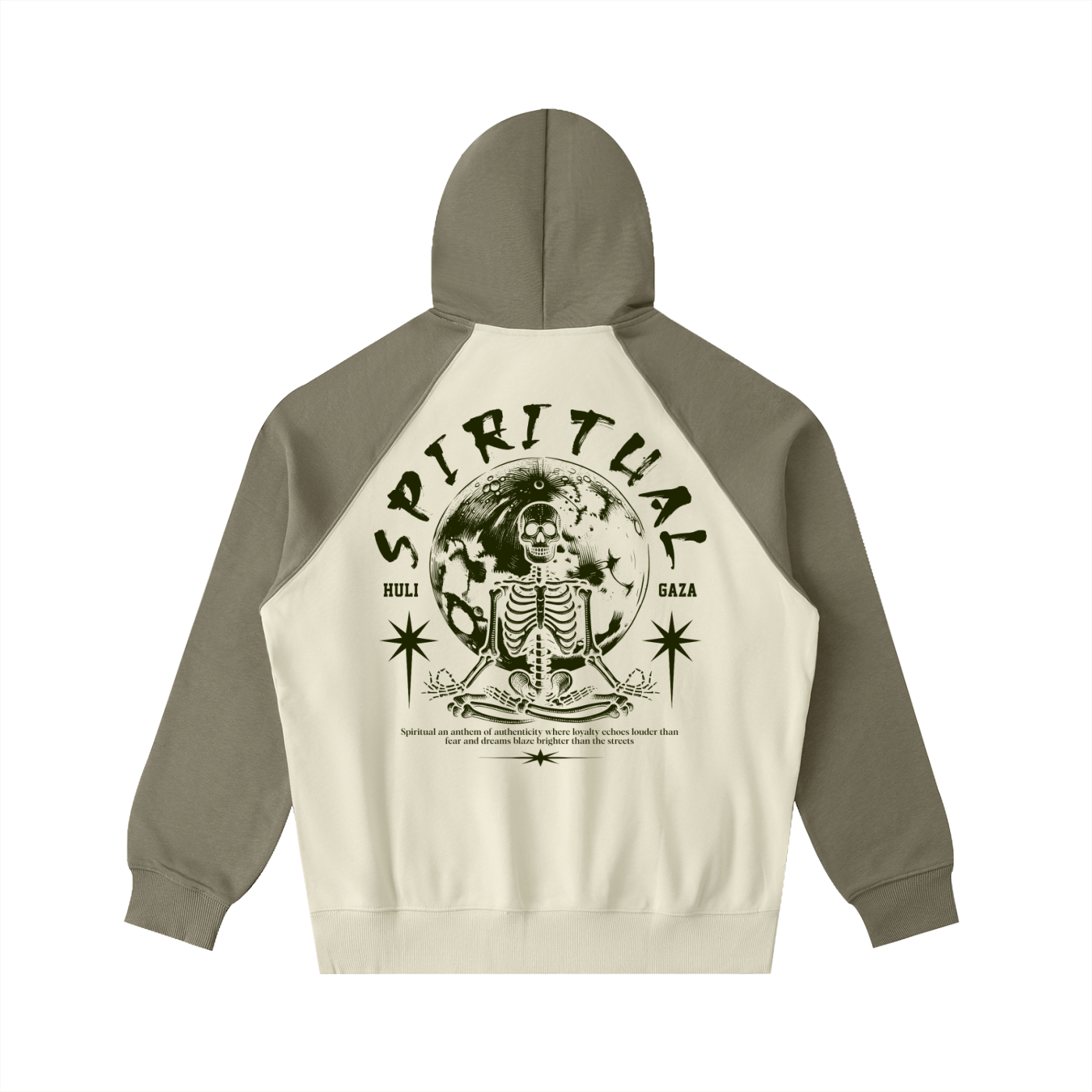 SPIRITUAL BODY COLOR-BLOCK RAGLAN SLEEVE HOODIE