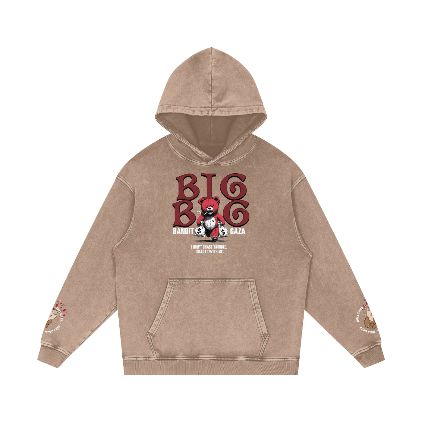 BIG BAG TEDDY SNOW WASHED LOOSE COTTON HOODIE