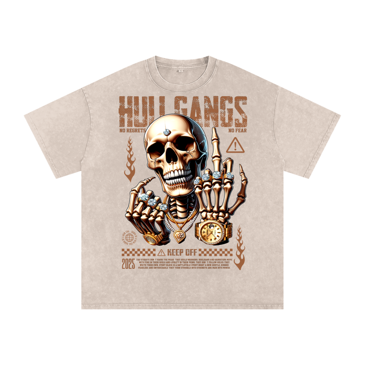 HULI SKULLY SNOW WASHED OVERSIZED COTTON T-SHIRT
