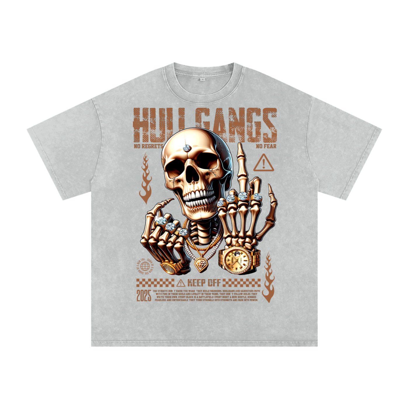 HULI SKULLY SNOW WASHED OVERSIZED COTTON T-SHIRT