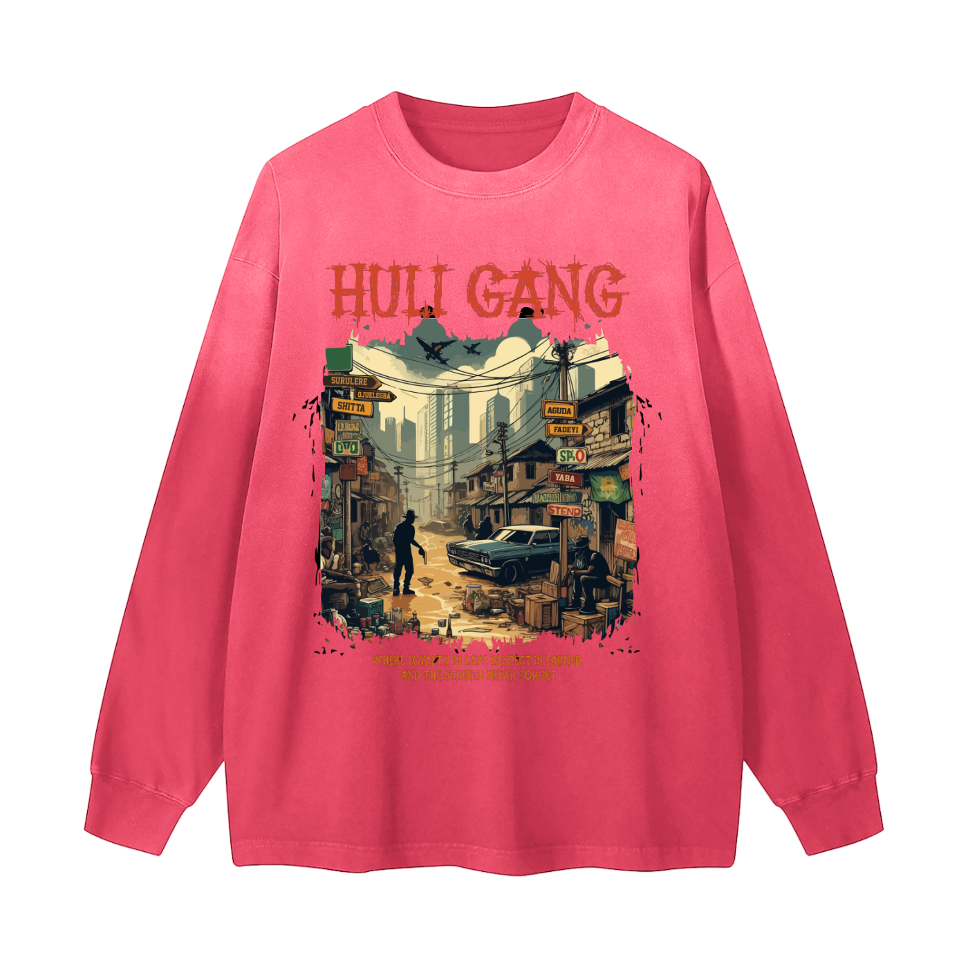 LAGOS GHETTO GRADIENT WASHED LONG SLEEVE T-SHIRT