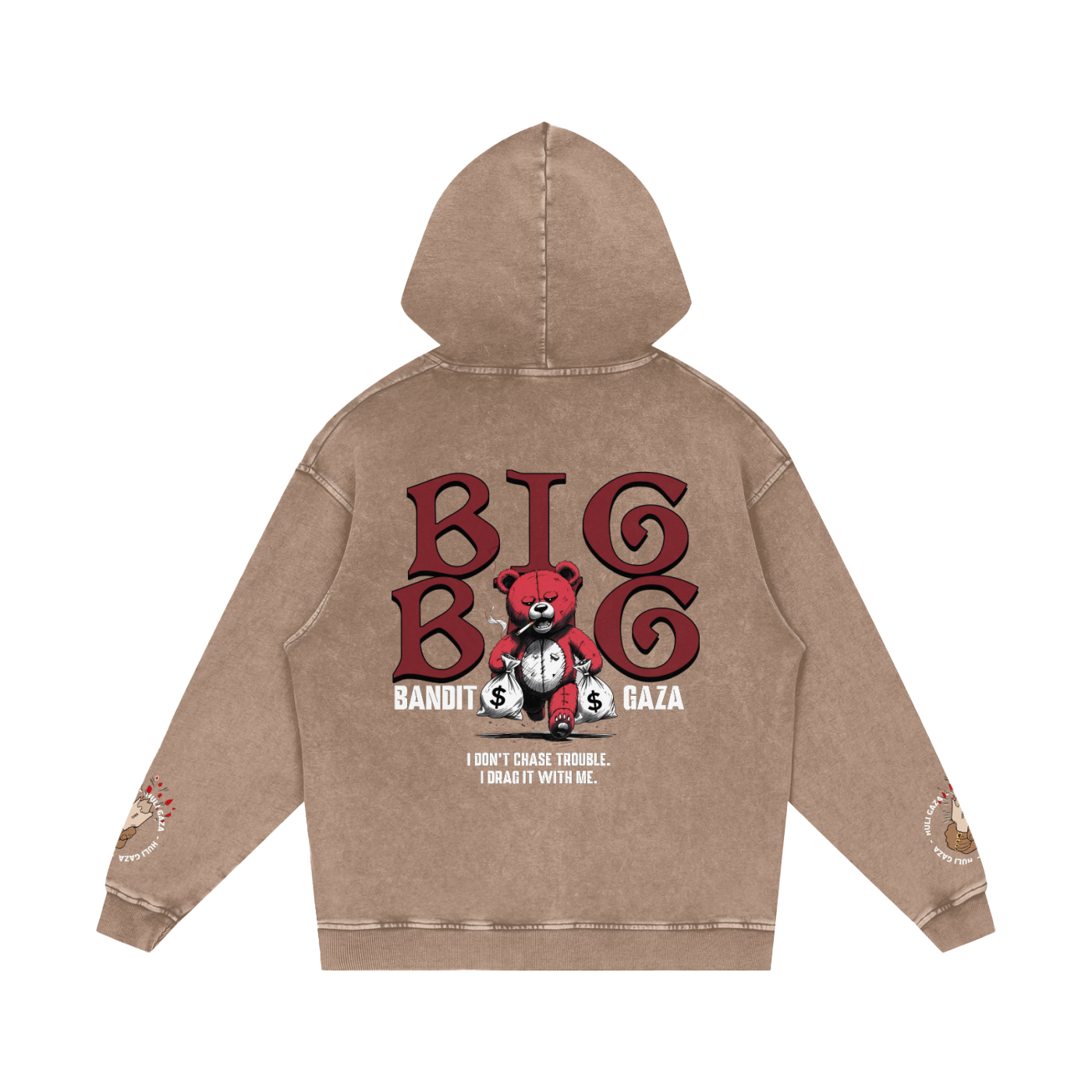 BIG BAG TEDDY SNOW WASHED LOOSE COTTON HOODIE